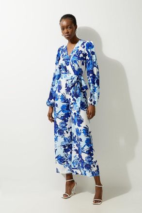 Karen Millen Floral Printed Morocain Woven Jumpsuit