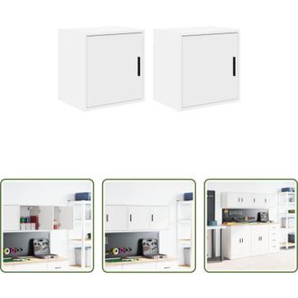 vidaXL Armadietto per garage - Pensili per Garage 2 pz Bianco in Legno Multistrato