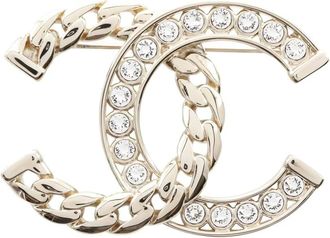 Chanel Spilla Coco Mark con strass - Oro