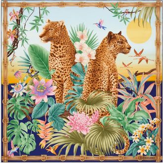 Ferragamo Women Felines print silk scarf Multicolor