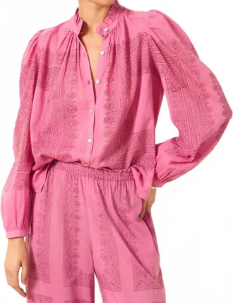 Alix of Bohemia Annabel Pansy Tile Shirt In Fuchsia