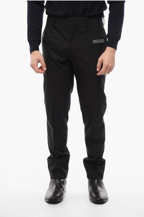 Off-white Virgin-Wool Trousers with Four Pockets and Overlock Hem size 44