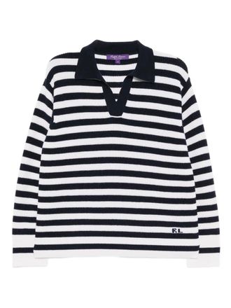 Ralph Lauren Collection striped knit top - women - Cashmere - L - Blue