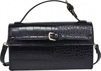 Urban Expression Womens Thea Vegan Leather Croc Print Crossbody Top Handle Bag In Black