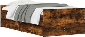 vidaXL Estructura De Cama Con Almacenamiento Roble Ahumado 80 X 200 Cm Vidaxl