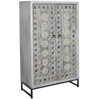 DKD Home Decor Armadio DKD Home Decor Grigio Bianco Legno di mango (90 x 38 x 150 cm)