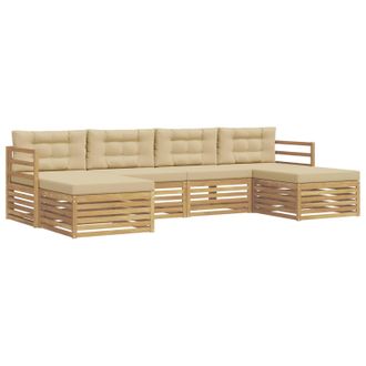 vidaXL Conjunto De Sof&aacute;s De Exterior 6 Pcs Y Beige 325 X 162,5 X 73 Cm Vidaxl