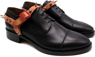 Acne Studios Studios Black Tie Ups with Tan Manson Stud Stirrup Design Size 42