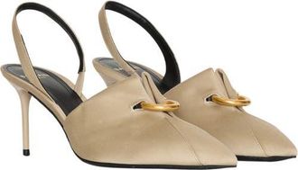 Balmain Cotton gabardine slingbacks with piercing in Beige at Nordstrom, Size 40