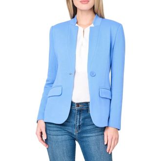 Gibsonlook Inverted Notch Collar Cotton Blend Knit Blazer in Bright Blue at Nordstrom, Size Xx-Small