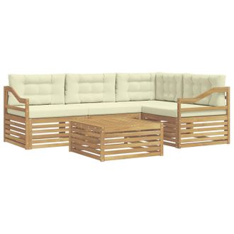 vidaXL Conjunto De Sof&aacute;s De Exterior 5 Pcs Blanco Y Crema Poli&eacute;ster Vidaxl
