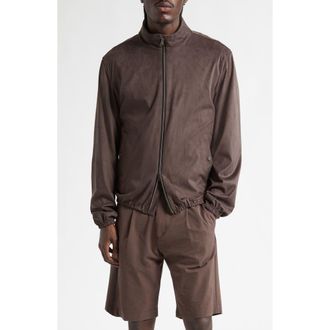 Herno Faux Suede Bomber Jacket in 8993 Chocolate at Nordstrom, Size 46 Us