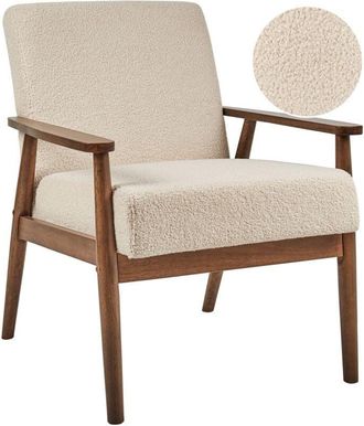 Beliani Beliani - Retro Living Room Armchair Boucle Upholstery Wooden Dark Frame Beige Esrum