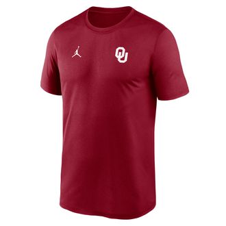 Nike Jordan Mens Oklahoma Sideline Legend Logo Jordan Brand Dri-FIT College T-Shirt in Red | 0JTI69WOKN-HE3