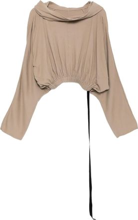 Rick Owens Felpa con cappuccio crop - Marrone