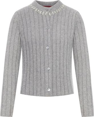 Gucci ribbed-knit cardigan - women - Fabric - S - Grey