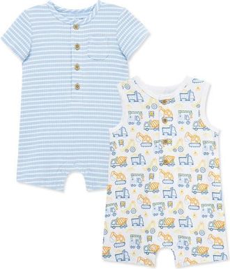 Little Me 2-Pack Rompers in Blue at Nordstrom, Size 12M