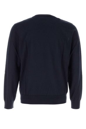 Brioni Mens Midnight Blue Cashmere Blend Sweater Navyblue Exterior: Silk Maglieria