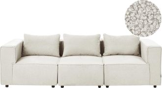 Beliani Sof&aacute; Modular Moderno De Boucl&eacute; De 3 Plazas Con Dos Piezas Esquineras Modulares Blanco Crema Axebo