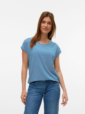 Vero Moda VMAVA PLAIN SS TOP STRIPE GA JRS NOOS Materialmix, regular fit