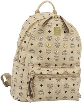 MCM Pre-owned PVC Leather Backpack - Dames - Vintage Rugzakken - Beige - ONE Size - Leer - Vintage