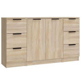 Berkfield Home Sideboards 3 pcs Sonoma Oak Engineered Wood in Light Brown
