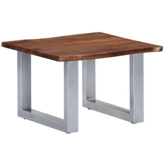 vidaXL Mesa De Centro Borde Natural Madera Maciza Acacia 60x60x40 Cm Vidaxl