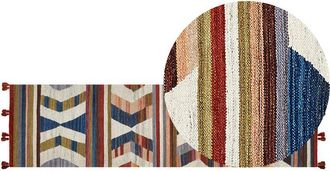 Beliani Rug MRGASHAT Multicolour 80 x 300 cm Wool Kilim