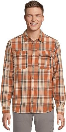 Prana Westbrook Flannel Shirt Mens Long Sleeve Button Up Tawny : 2XL (Slim), Polyester/Flannel/Cotton