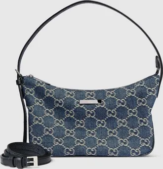 Gucci Lady Lunetta Small Shoulder Bag, Blue, Fabric