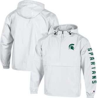 Champion Mens Champion White Michigan State Spartans Cloud Packable Half-Zip Hooded Jacket at Nordstrom, Size Xx-Large