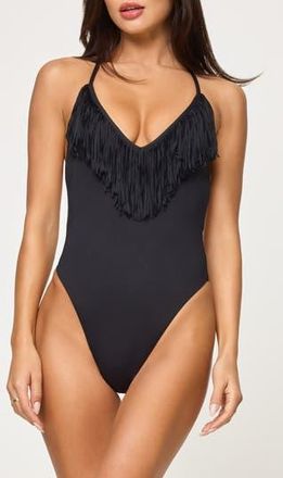 L*Space Deert Days Fringe One-Piece Swimsuit in Black at Nordstrom Rack, Size X-Small