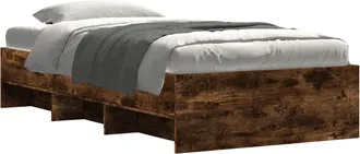 vidaXL Estructura De Cama Con Estante Roble Ahumado 80 X 200 Cm Vidaxl
