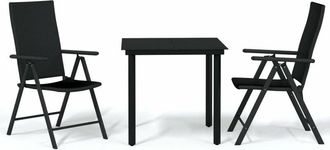 vidaXL 3 Piece Garden Dining Set Black Vidaxl