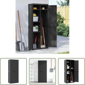 vidaXL vidaXL Armadio in PP - Armadio da Esterno Nero 65x37x165 cm in PP