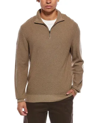 Vince Geo Jacquard 1/4-Zip Wool & Cashmere-Blend Sweater