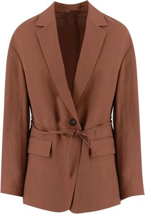 Brunello Cucinelli Single-breasted Blazer - Dames - Blazers - Rood - XS - Leer - Jassen