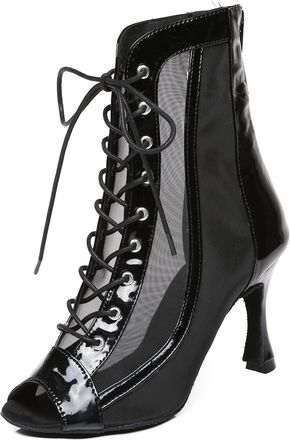 Minitoo Sexy Dance Heels for Women Elegant Open Toe Formal Party Evening Ankle Booties L479 Black 9cm Heel UK 5.5