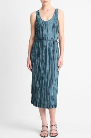 Vince Crushed Satin Midi Slipdress in Marine Stone at Nordstrom Rack, Size Medium