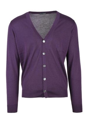 Drumohr Thin Merino Wool Cardigan - Purple
