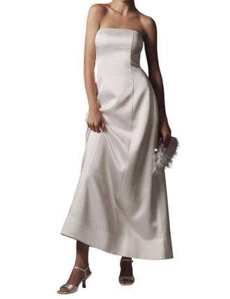 Mare Mare WomenS Piper Strapless Satin Fit & Flare Maxi Dress In White