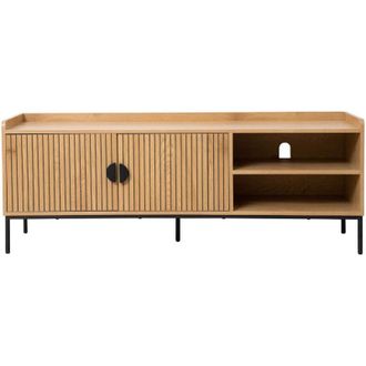 Oviala Mueble TV de acero y MDF con decoración en melamina 150 cm beige