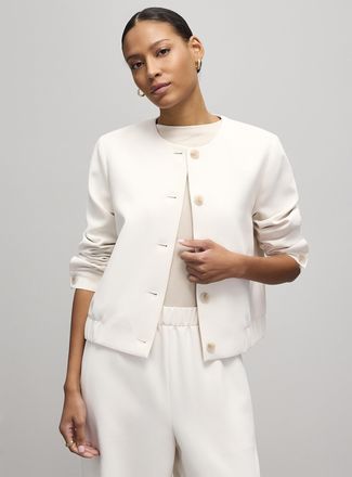 Contemporaine Womens Textured crepe dress bomber jacket