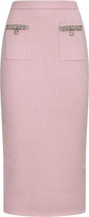 Self Portrait Roze Geplooide Rok - Dames - Midirokken - Roze - XS - Wol - Rokken