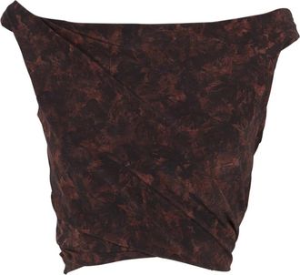 Cortana Mathilda- crop top in zijde stretch matte print- - Dames - Tops zonder mouwen - Rood - M - Tops