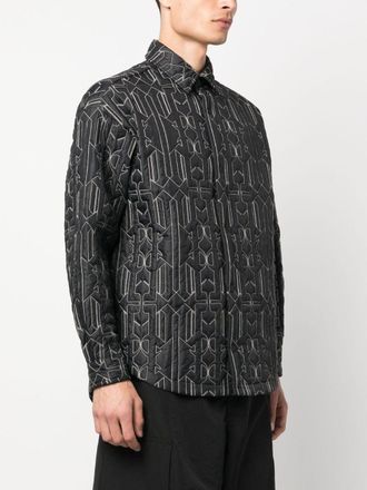 Palm Angels Monogram-Quilted Overshirt - Black