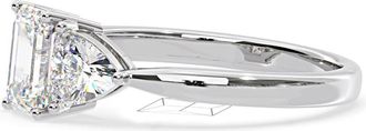 The Diamond Store Aurora Lab Diamond Emerald Cut and Trillion1.70ct Ring in 18K White Gold F/VS1