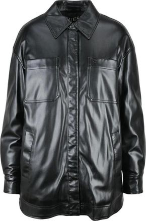 Guess Dames, Jassen, Zwart, Maat: S Leer