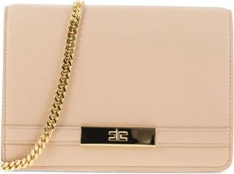 Elisabetta Franchi Borsa a spalla con placca logo - Toni neutri
