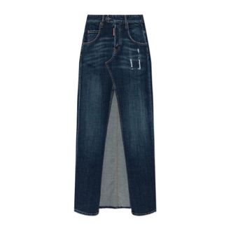 Dsquared2 Denim Skirts, female, Blue, Size: 3XS Vintage-effect Denim Skirt